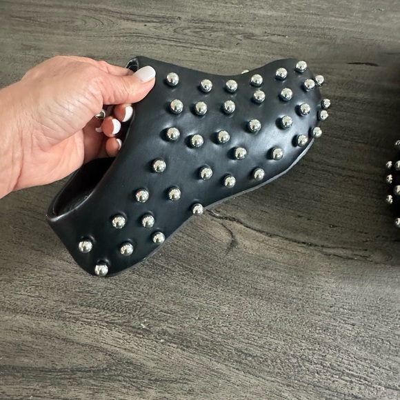 Black Studded Women's Slip-On Slippers - Picture 3 of 7